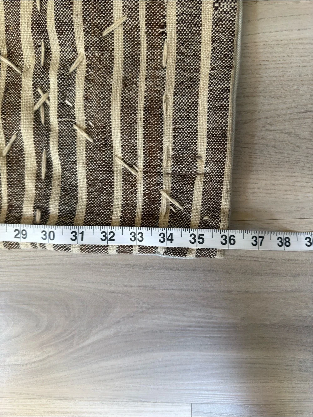Tapestry  Vintage Upcycled Striped  2’11” x 2’11 in Brown and Cream
